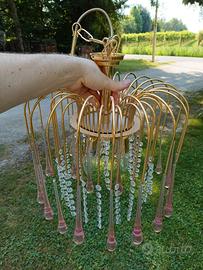 lampadario ottone vetro goccia a tre luci