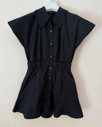 Tuta Corta / Playsuit Nero ZARA con Colletto - S