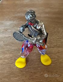 Clown tennista Angini argento e vetro Murano/Conti