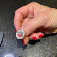 Anello oro bianco 18kt opale e diamanti nuovo