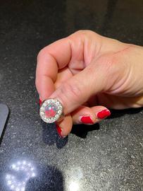 Anello oro bianco 18kt opale e diamanti nuovo