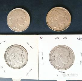 **20 franchi Belgio 1949 50 51 53 argento**