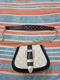 Mini borsa a tracolla bianca e nera