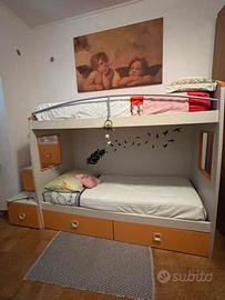 Letto a castello 2 Posti con Cassettoni /Cambretta
