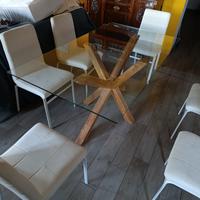 tavolo legno e cristallo