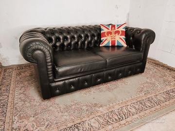 divano Chester Chesterfield black leather inglese 