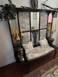 Raffinata panca d’ingresso in legno primi '900