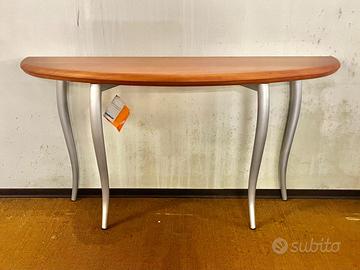 Consolle ovale in legno con gambe in alluminio