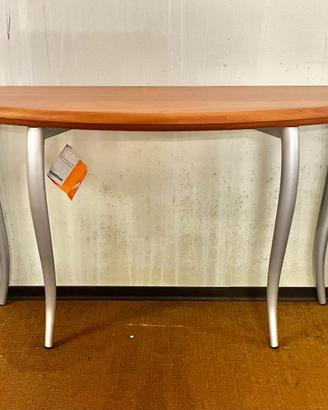 Consolle ovale in legno con gambe in alluminio