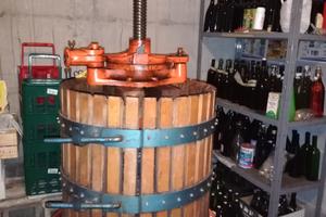Torchio e botte per il vino