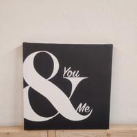 quadro moderno "you & me" 45 x 45- bianco e nero 