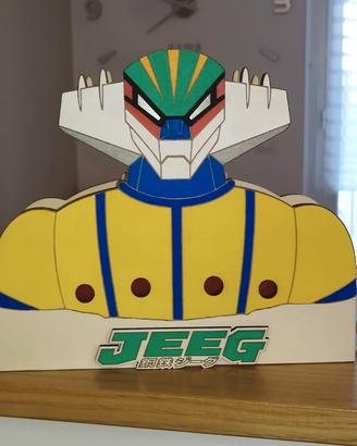 Jeeg Robot D'Acciaio Lampada LED Legno ARTIGIANALE