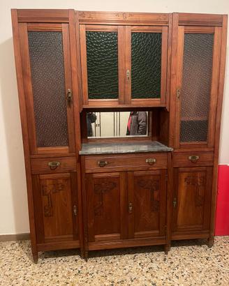 Credenza antica in legno di castagno-Stile Liberty