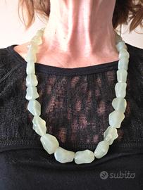 Elegante collana vintage in giada verde – anni 196