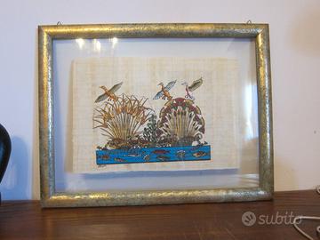 Quadro con papiro in pergamena