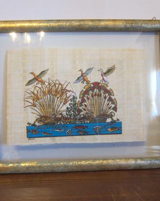 Quadro con papiro in pergamena