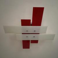 lampadario soggiorno/camera vetro bianco e rosso