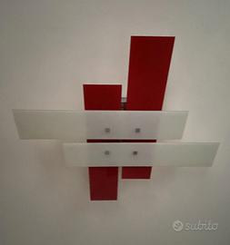 lampadario soggiorno/camera vetro bianco e rosso