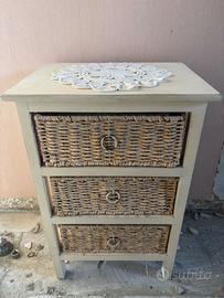 Mobiletto cassetti in vimini