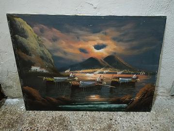 olio su tela Mario Galante pescatori nel golfo di 