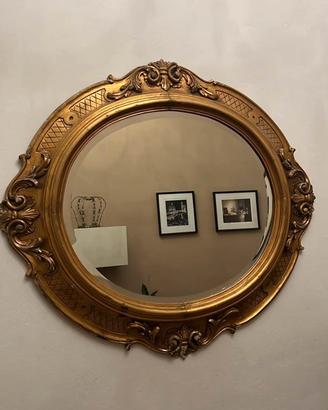Specchio con cornice oro in legno