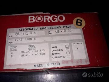 Pistoni Borgo per Fiat 1100, 103 H lusso, 1100 R.