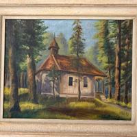 Dipinto su tela  chiesa nel bosco