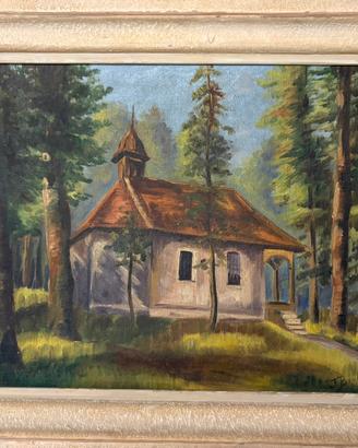Dipinto su tela  chiesa nel bosco