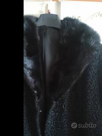  Giacca lunga astrakan nero donna