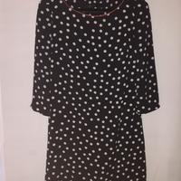 MINIABITO "ERMA" NERO A POIS BIANCHI TAGLIA 40