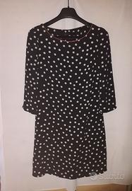 MINIABITO "ERMA" NERO A POIS BIANCHI TAGLIA 40