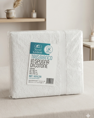 tris spugne bagno in cotone