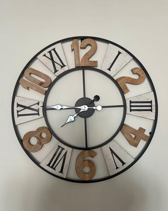 Orologio grande da parete in metallo e legno