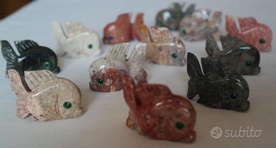 12 Sculture Pesci Animali In Pietra Dura del Perù