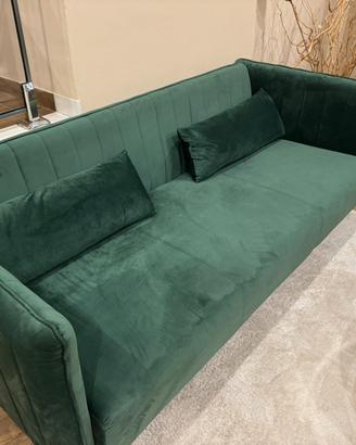 Divano 3 posti velluto verde