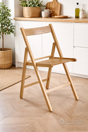 Nr. 3 sedie pieghevoli in legno naturale