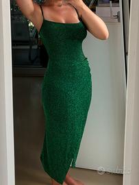 Vestito taglia S verde brillantinato Souvenir