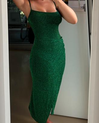 Vestito taglia S verde brillantinato Souvenir