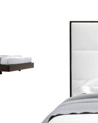letto in legno e pelle