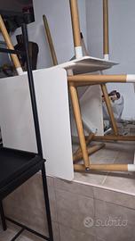 4 tavoli 80x80 h 78 bianco con piedi in legno