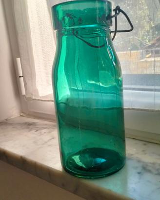Raro Barattolo Vintage Vetro verde "Wauwil"