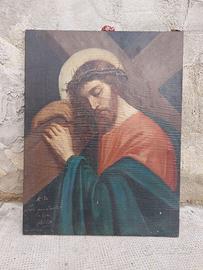 Quadro olio su tela Gesù che porta la croce 1899