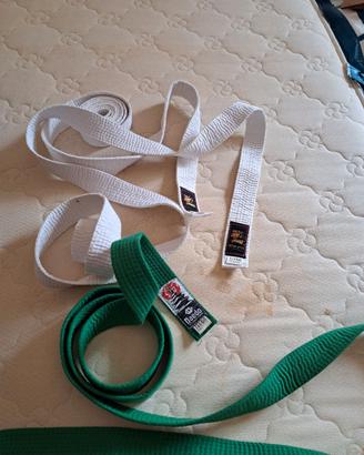 3 cinture judo Taekwondo bianco e verde