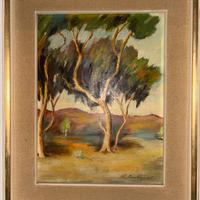 dipinto olio Fouchécourt "Il pittore degli alberi"