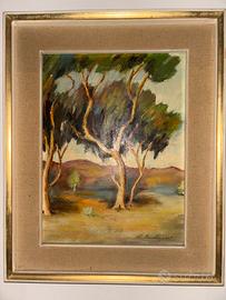 dipinto olio Fouchécourt "Il pittore degli alberi"