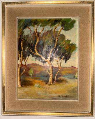 dipinto olio Fouchécourt "Il pittore degli alberi"