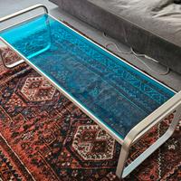 YCAMI TAVOLINO SALOTTO ALLUMINIO CRISTALLO 1990