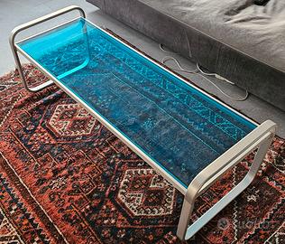 YCAMI TAVOLINO SALOTTO ALLUMINIO CRISTALLO 1990