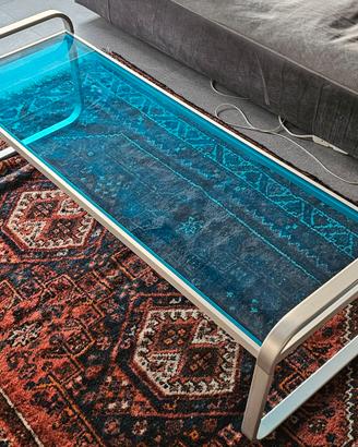 YCAMI TAVOLINO SALOTTO ALLUMINIO CRISTALLO 1990