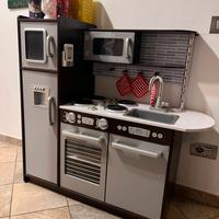 Cucina giocattolo in legno grigia e marrone unisex